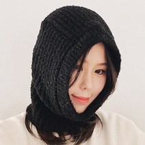 니트 바라클라바 발라클라바 넥워머 방한 후드, 블랙
