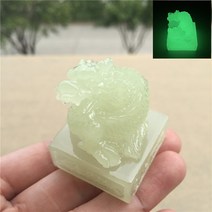 옥도장 고급 수제 천연 인감 도장 빛나는 중국 용 동상 입상 인공 돌 제국 공예 년 홈, 연한 초록색