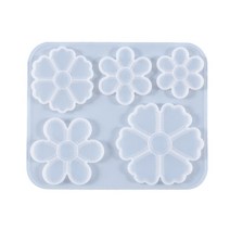 크리스탈 에폭시 수지 곰팡이 5 꽃잎 목록 펜던트 실리콘 몰드 DIY 공예 꽃 보석 제조 도구, 분명한