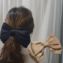 [무료배송/미홀릭] 3단 왕리본 새틴 버클핀 대_미홀릭 포니테일 자동핀 실키실크 브라운 블랙 빅