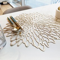 한샘 북유럽 감성 플라워 지이나 테이블매트 골드, 단일/상품