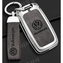 폭스바겐 골프 제타 티구안 아테온 키케이스 키링 키커버 가죽케이스 키홀더 스마트키, Type C (건 컬러 브라운 버클)