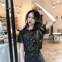 스팽글 티셔츠 반팔티 반짝이 HOT