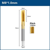 오스터 다이스 hss titanium 코팅 나사 탭 드릴 비트 m2 m2.5 m3 m4, m8x1.0