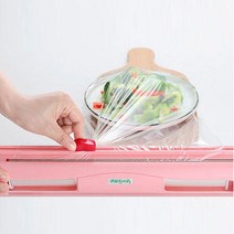 핸드형 슬라이딩 랩 커터기 자석부착보관, 핑크