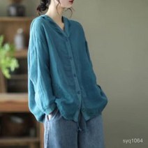 TANC 여성 린넨셔츠 봄 여름 간절기 남방 후드 블라우스
