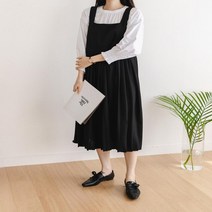 다잇템 여자 하체비만 민무늬 아코디언 롱원피스