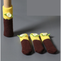 층간소음방지 니트 의자다리커버 4/8/16/24개 한세트의자캡 크리스마스 트리 고라니 애니멀 동물 식물 캐릭터 미끄럼방지 노슬립 11종택1, 24개 한세트, 브라운 꽃