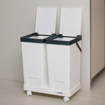 데일리블룸 원터치 이동식 재활용 분리수거함 휴지통 2P 화이트