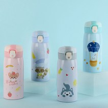 어린이 원터치 유치원 물병 물통 미니 유아 키즈 귀여운 어린이집 물통 보틀, 스카이블루(토끼)