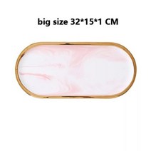 인테리어 오브제 트레이 현관 거실 장식 베어 피규어 랜딩베어 테디베어 새로운 핑크 블루 블랙 대리석 보관 골드 타원형 점선 과일 접시 작은 보석 디스플레이 거울, 핑크 큰