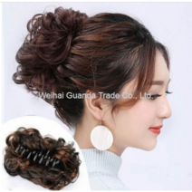 곱창 똥머리가발 머리끈 밴드 만두 올림머리 고무줄 인모 부문 집게핀, 어두운 브라운 × 단일사이즈