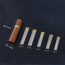 바느질함 566# 꽃배나무 침통 이불을 꿰매다자침선함 큰눈 보복 자수바늘 다소미얼 Z, 화배 원목 침통 + 금꼬리침 50개
