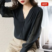 여성 샤랄라블라우스 프렌치 브이넥 여성 셔츠여성 샤랄라블라우