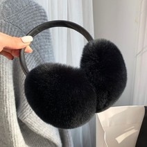토끼털귀마개 털퀴마개 귀여운귀마개 털 귀도리 귀마개 모피 따뜻한 진품, Black