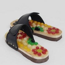 건강지압 족막근저염 자세교정 혈액순환 마사지 자갈 슬리퍼, L(265~280)