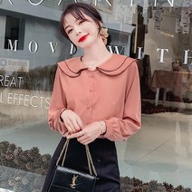 목프릴블라우스 디자인감각 보이핏 볼륨 실크블라우스 여성 봄계절 와이드 루즈핏 인형 넥셔츠 머메이드한 상의 2266425841