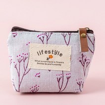 Fashion Mini Bags Flower Pattern Coin Purses Canvas Wallet Ladies Girls Earphone Key Money Storage B, [04] Blue