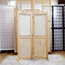 [높이 130cm]플라워 패널 미니 천연 소나무 원목 파티션 작은 가림막 낮은 가벽, 2단 내추럴