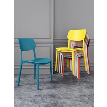 본톤 접이식 식탁 의자 가정용 플라스틱 식당 북유럽 등받이 흰색 쌓 수있는 침실 책상, [14] 화이트 스퀘어 백 체어