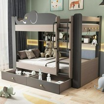 유아용2층침대 2층 남매침대 책상침대 자매 어린이, 04.침대+끌기+위아래매트리스