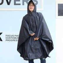판초 우의 망토 다이소 우비 캠핑 비옷 오토바이 스쿠터 레인코트, 블랙(남여공용)