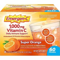 Emergen-C 1000mg 비타민 C 파우더 오렌지 맛 60개입 103842, 1개, 60개