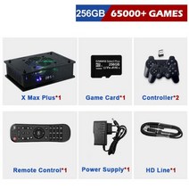 HNX3 아케이 박스 레트로 비디오 게임 콘솔 65000 + 60 Emualtors 듀얼 시스템 8K HD PSPPS1N64DCSS 컨트롤러 포함, CHINA, Black 256GB_EU