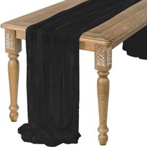 신부 파티용 식탁 장식 10 피트 핑크 치즈 클로스 테이블 러너 보호 웨딩 거즈 개, 90cmx300cm, Black