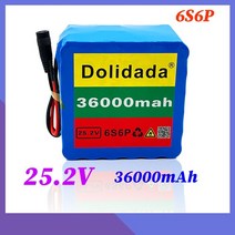 전기자전거배터리 24v 36000mah 18650lithium 충전식 팩 6s6p 25.2v 스쿠터 bms 전동 공구, 6s6p 배터리 팩