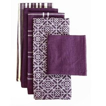 Yourtablecloth 식기 타월 5개 세트 (노티컬 블루), Eggplant