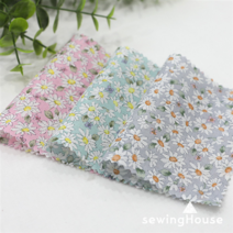 [대폭] 면60수 아사 프린트원단 쁘띠데이지3종, 726 핑크