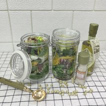 굿즈팡팡 다용도 밀폐 투명 유리병 샐러드 보틀, 500ml, 1개