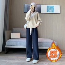 FANSYLI 겨울 여성 코듀로이 바지 벨벳 두꺼운 와이드 캐주얼 기모바지 812호 10A21