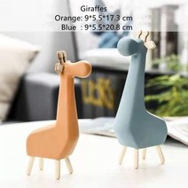 크리 에이 티브 세라믹 동물 모델 장식품 홈 인테리어 귀여운 나무 발 고양이 개 동상 미니어처 거실 캐비닛 홈 장식, 협동사, S00011-기린-1