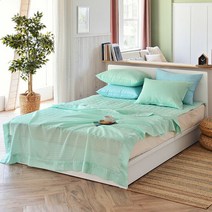 몽쉐어 솔리드 인견 홑겹 이불 베개세트 Q