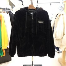 리트머스 밍크 후드 집업LM9JU937 BLACK