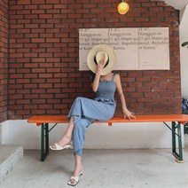 oshu / 여성 여리여리 스모크 셔링 스트랩 심플 점프수트