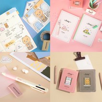 카카오 프렌즈 리틀 프렌즈 데일리 신학기 무선 제본 노트 샤프+3색볼펜 메모 패드 하우스 점착 마커 라이언 어피치, 옵션 02: 샤프+3색 볼펜