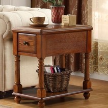 침대 미니 협탁 엔틱 원목 유럽풍 빈티지 틈새 테이블, 화이트월넛 560x330x590