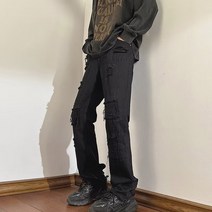 찢청 스타일 남성 청바지 아메리칸 캐주얼 패턴 슬림 멋스러운 모던 데미지 슬랙스