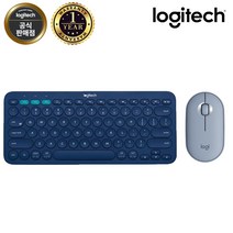 로지텍코리아 정품 로지텍 K380 블루투스 키보드, K380+M350 블루 세트