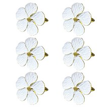 6pcs 꽃 냅킨 링 꽃 봉오리 나무 버클 냅킨 홀더 식탁 세팅 웨딩 연회 를위한 장식, 하나, 화이트 골드