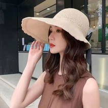 바캉스 코디 사랑스러운 럭셔리한 여름 여성용 니트 벙거지 베이지 여행 휴가