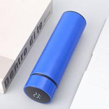 온도표시 보온병 액정보온병 전자온도계 보온 보냉 물병, 블루, 500ml