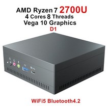 AMD NUC 미니 컴퓨터 Ryzen 7 3750H R5 4500U Vega 그래픽 2 x DDR4 M.2 NVMe 게이밍 PC 윈도우즈 11 3x4K HDMI2.0 DP 듀얼 밴, 해외공급사, 32GB DDR4 1TB NVMe + EU, [03] Ryzen 7 2700U