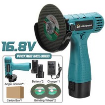 무선그라인더 VIOLEWORKS 16.8V 미니 앵글 그라인더 19500RPM 무선 연마 머신 다이아몬드 커팅 전기 DIY 전, 02 2 Battery