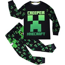 마인크래프트 게임 Minecraft 굿즈 캐릭터 아동복 세트 여름 실내복 잠옷 홈웨어 상하의세트 라운드 긴팔티 바지 6045세트