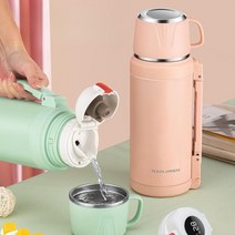 휴대용분유포트 분유 타는 기계 우유 데우기 포트기 대용량 2000ML 304 스테인리스, N.1500ML말차그린[냄비뚜껑+지능형온도측정