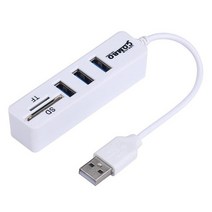 카드리더기 메모리긴3 포트 USB 허브 집중 장치 콤보 카드 판독기 올인원 케이블 분리기, 01 White usb